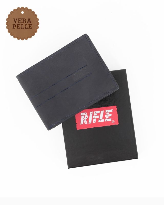 Product: RIFLE - Portafoglio blu in VERA PELLE con ribaltina interna (1 of 4)