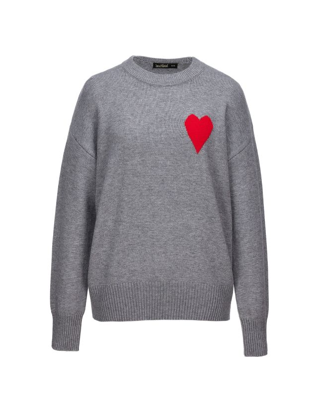 Product: BACHATA - Maglia manica lunga grigia con cuore (1 of 2)