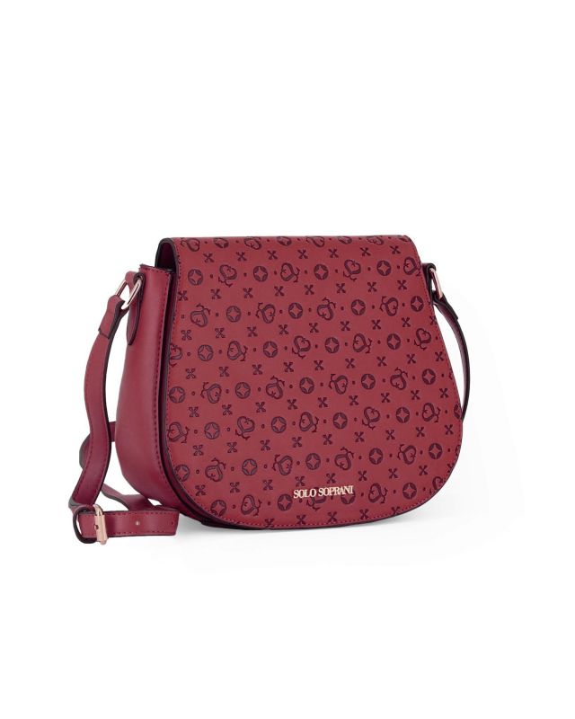 Product: SOLO SOPRANI - Borsa bordeaux con patta loggata e tracolla (1 of 4)