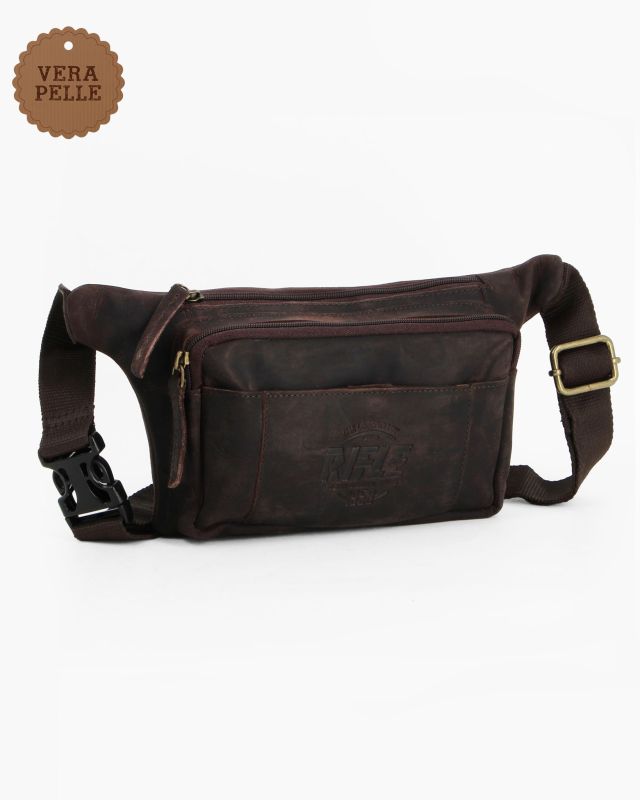 Product: RIFLE - Marsupio testa moro da uomo in VERA PELLE con doppia tasca frontale (1 of 5)