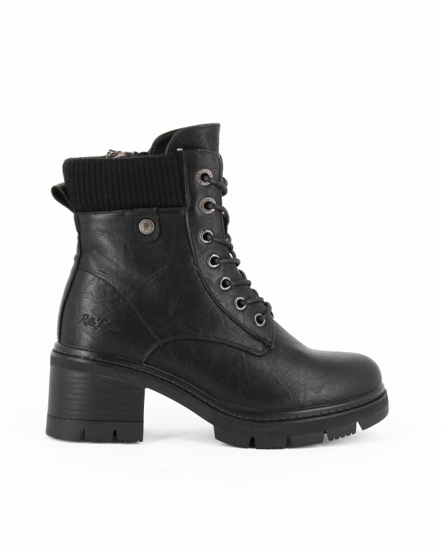 Product: RIFLE - Tronchetto nero con lacci e zip laterale, tacco 6CM (1 of 4)