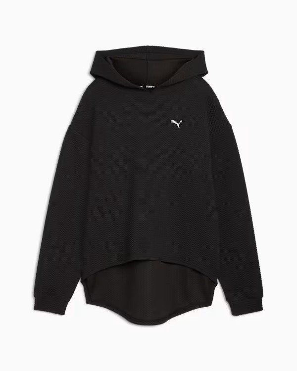 Product: PUMA - FELPA NERA CON CAPPUCCIO TESTURIZZATA DA DONNA Q4 STUDIO 525756-01 (1 of 2)