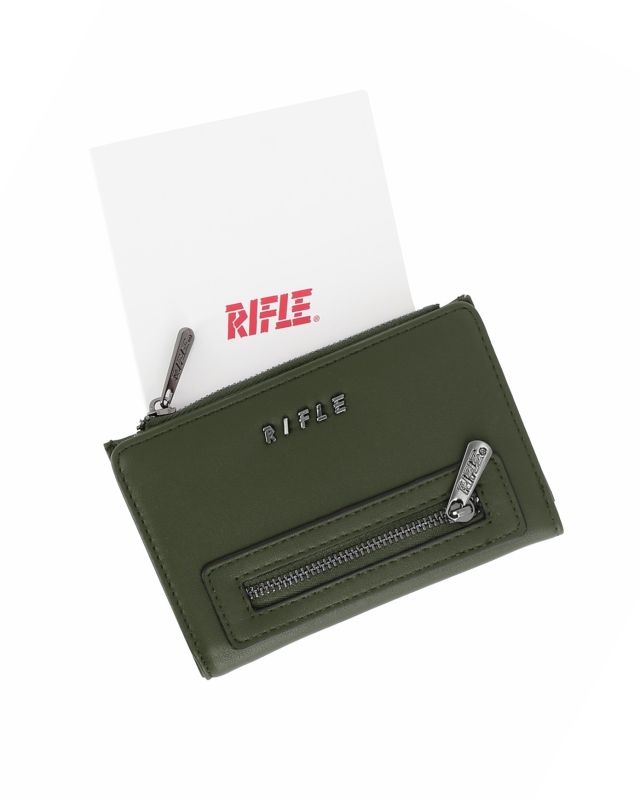 Product: RIFLE - Portafoglio verde orizzontale da donna con zip frontale (1 of 3)