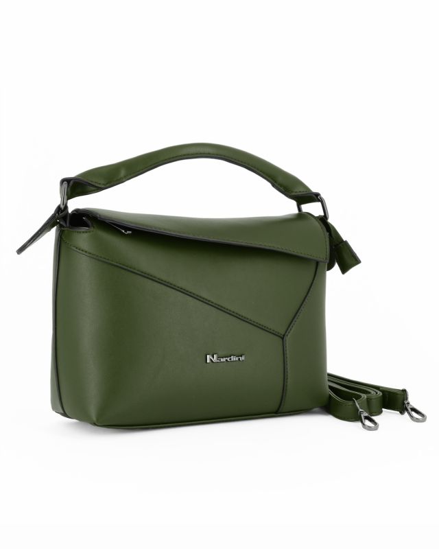 Product: NARDINI - Borsa un manico verde con patta diagonale e tasca posteriore, tracolla removibile (1 of 4)