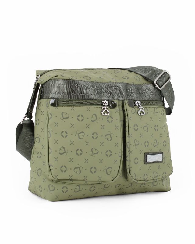 Product: SOLO SOPRANI - Borsa verde con due tasche frontali e tracolla regolabile (1 of 4)