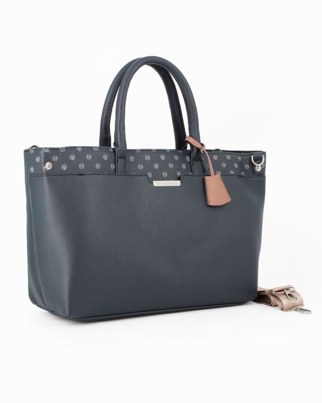 Product: SERGIO TACCHINI - Borsa a mano blu con tasca frontale, tracolla removibile (1 of 5)