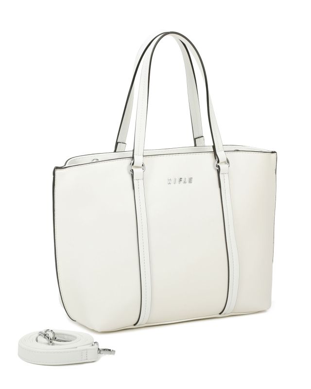 Product: RIFLE - Borsa shopping bianca con tre scomparti principali, tracolla removibile (1 of 3)