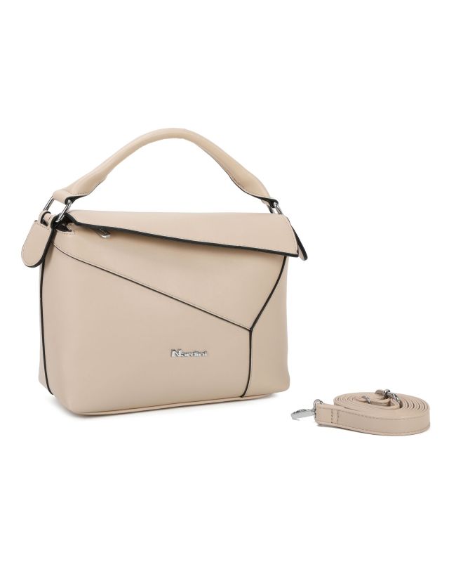 Product: NARDINI - Borsa un manico taupe con patta diagonale e tasca posteriore, tracolla removibile (1 of 3)