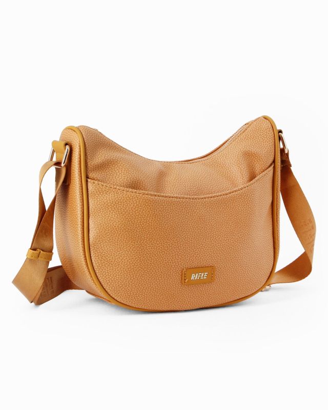 Product: RIFLE - Borsa mezzaluna senape con tasca frontale (1 of 4)
