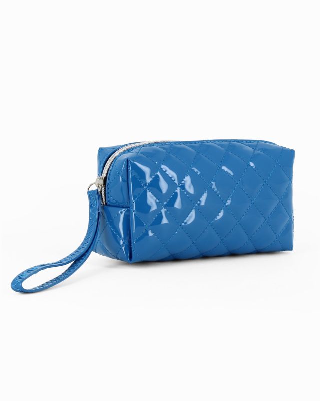 Product: NARDINI - Borsello blu trapuntato in vernice con polsiera (1 of 4)