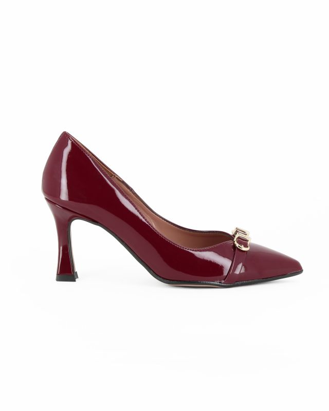 Product: MISS GLOBO - Décolleté bordeaux in vernice con finto cinturino sulla punta, tacco 7,5CM - MADE IN ITALY (1 of 4)