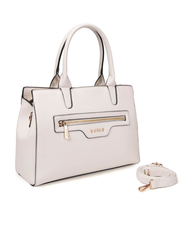Product: RIFLE - Borsa due manici beige con tre scomparti interni, tasca posteriore e anteriore, tracolla removibile (1 of 3)