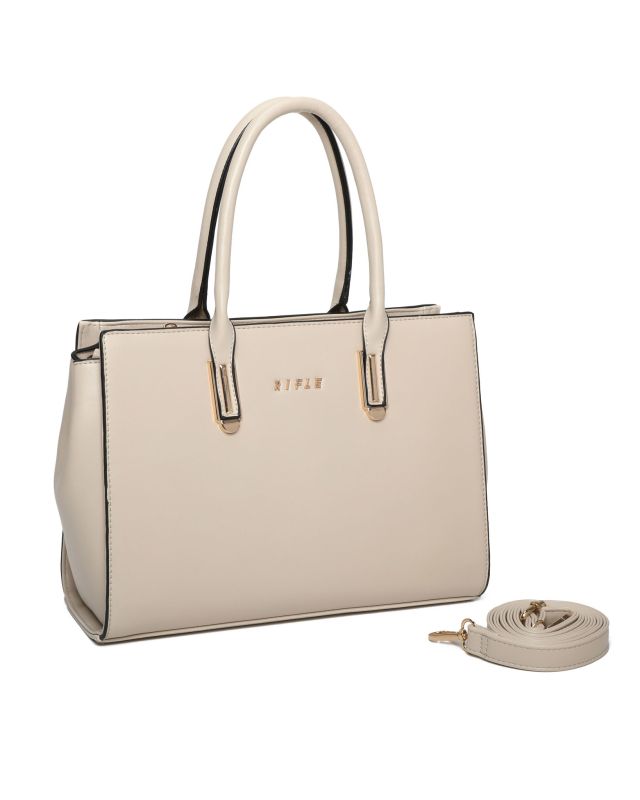 Product: RIFLE - Borsa due manici taupe con tasca posteriore, tracolla removibile (1 of 3)