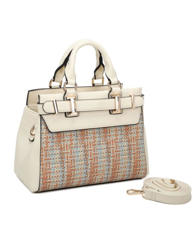 Product: RIFLE - Borsa due manici multicolor effetto intreccio con tre scomparti interni e tasca posteriore, tracolla removibile (1 of 3)