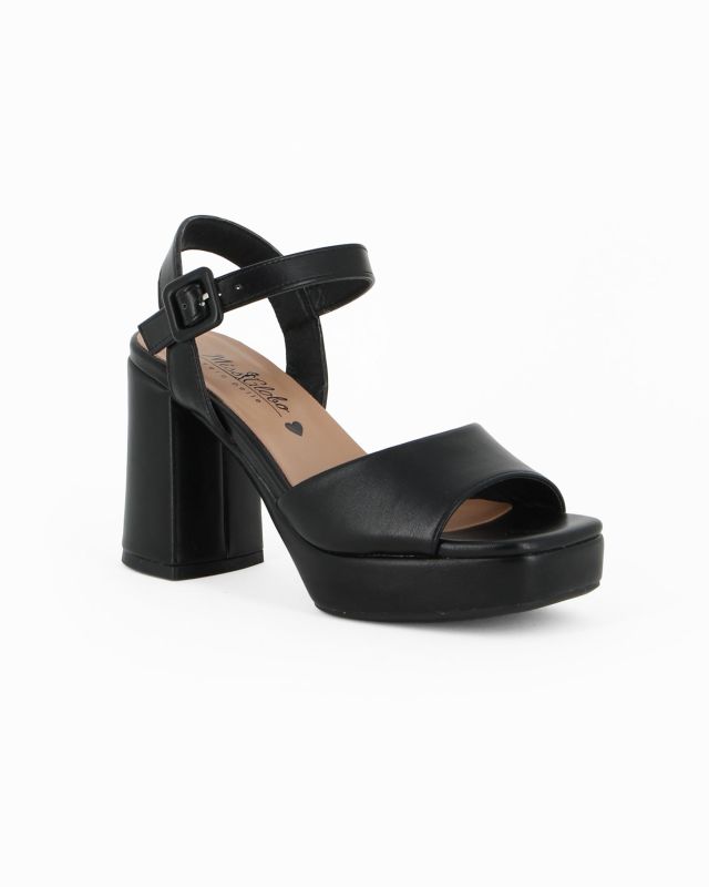 Product: MISS GLOBO - Sandalo nero con sottopiede in VERA PELLE e cinturino alla caviglia, tacco 8,5CM (1 of 4)