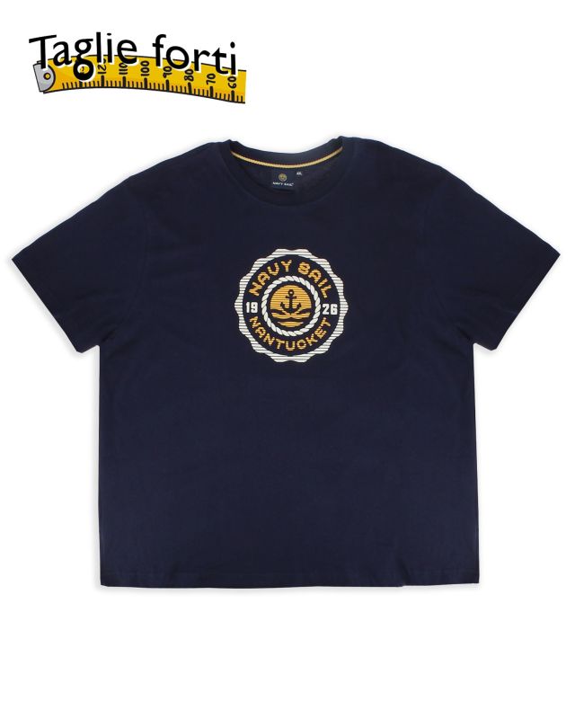 Product: NAVY SAIL - Tshirt over blu scuro da uomo con logo frontale - NYUOV25375 (1 of 2)