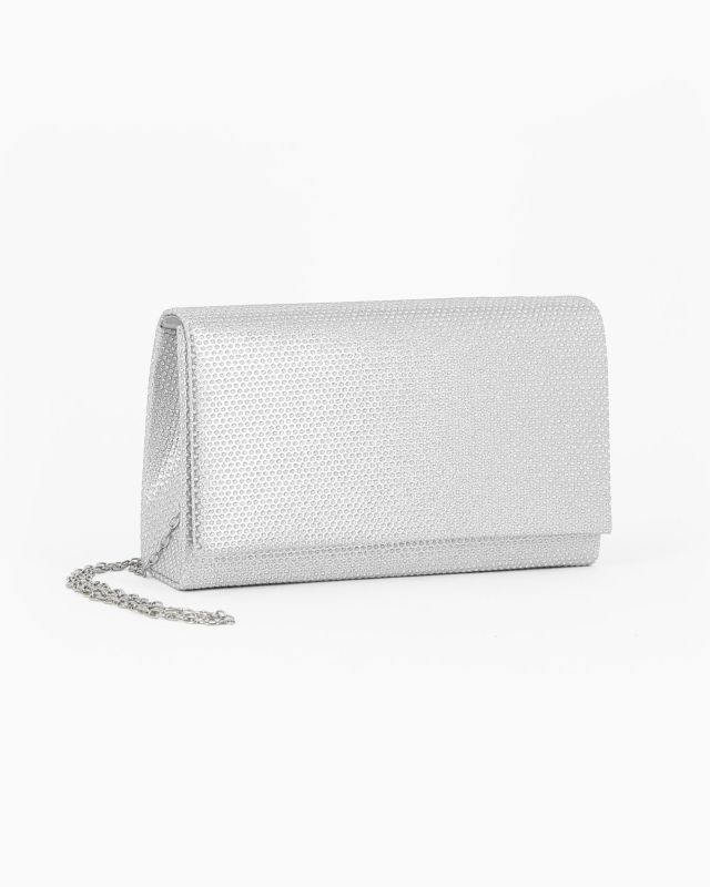 Product: DIVAS - Pochette argentata con patta tutta strass (1 of 4)