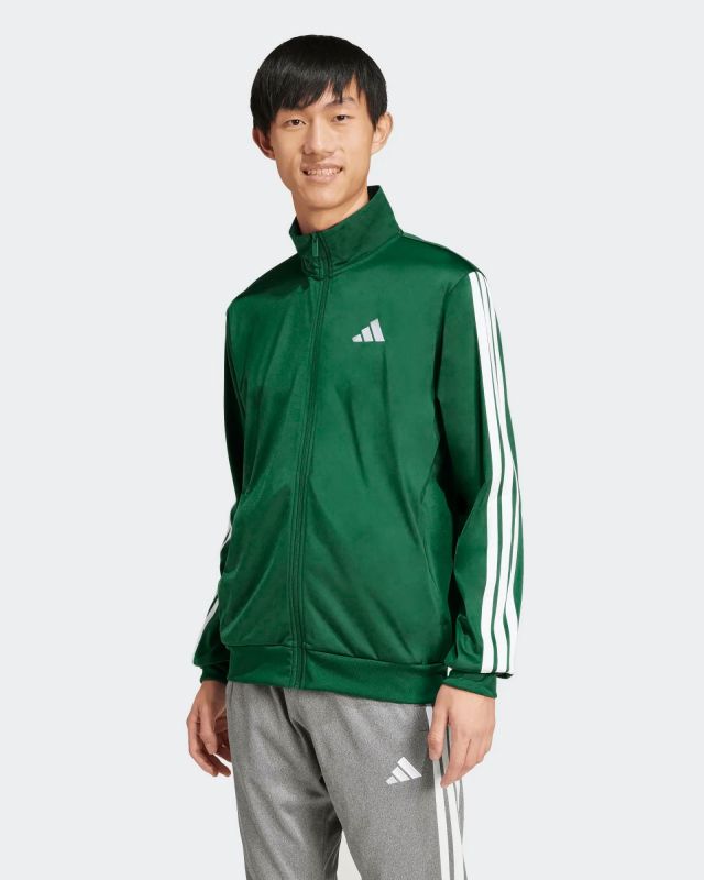 Product: ADIDAS - FELPA UOMO FULL ZIP 3S DAYREADY TRACKTOP VERDE CON BANDE BIANCHE - JI8821 (1 of 6)