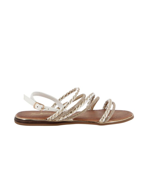 Product: MISS GLOBO - Sandalo slingback bianco con cinturini intrecciati e strass (1 of 4)
