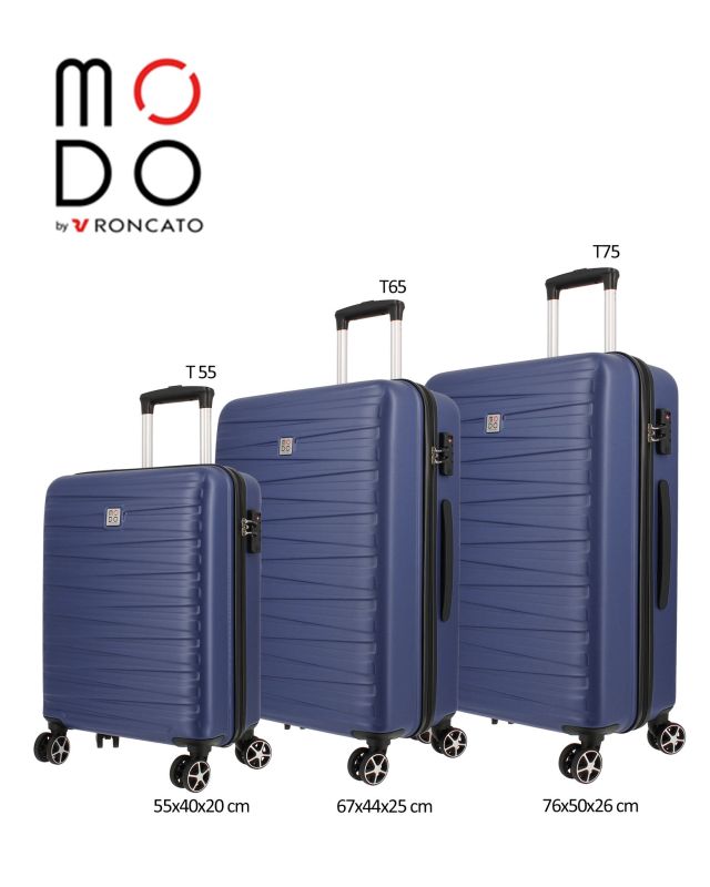 Product: MODO BY RONCATO - TROLLEY ABS BLU 4 RUOTE CON COMBINAZIONE TSA (1 of 5)