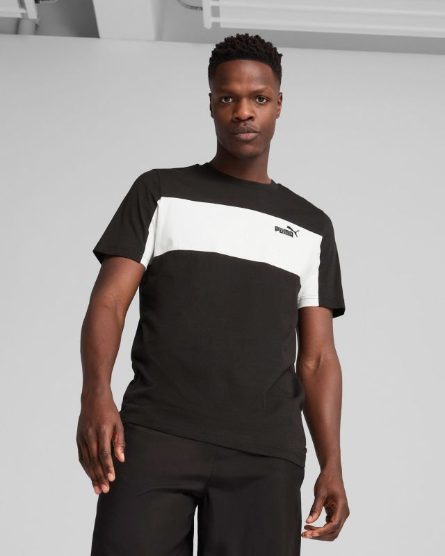 Product: PUMA -T-SHIRT MEZZA MANICA NERA E BIANCA ESSENTIAL BLOCK TEE  DA UOMO, 684685-01 (1 of 4)