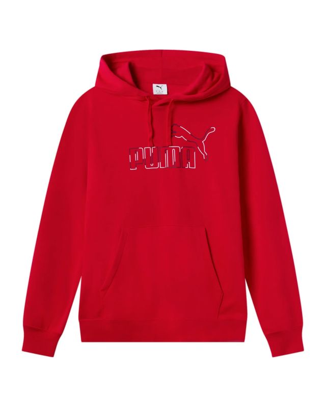 Product: PUMA - FELPA CON CAPPUCCIO ROSSA ESSENTIAL HD BIG LOGO DA UOMO, 688909-11