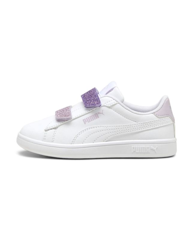 Product: PUMA - SNEAKER JUNIOR SMASH 3.0  BIANCA E LILLA CON GLITTER, NUMERATA 28/35 - 395609-06 (1 of 5)