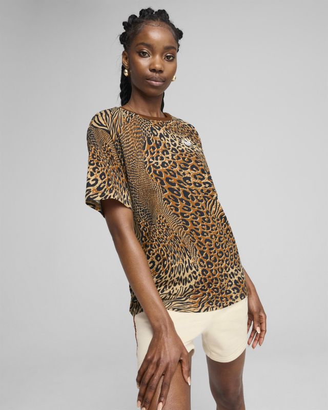 Product: PUMA - T-SHIRT MARRONE, NERO E   BEIGE  ESSENTIALS GRAPHIC ANIMAL RELAXED DA DONNA,  688533-63 (1 of 3)