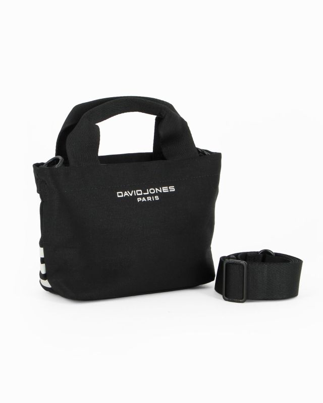 Product: DAVID JONES - Minibag a due manici nera con dettaglio scritte, tracolla regolabile (1 of 8)