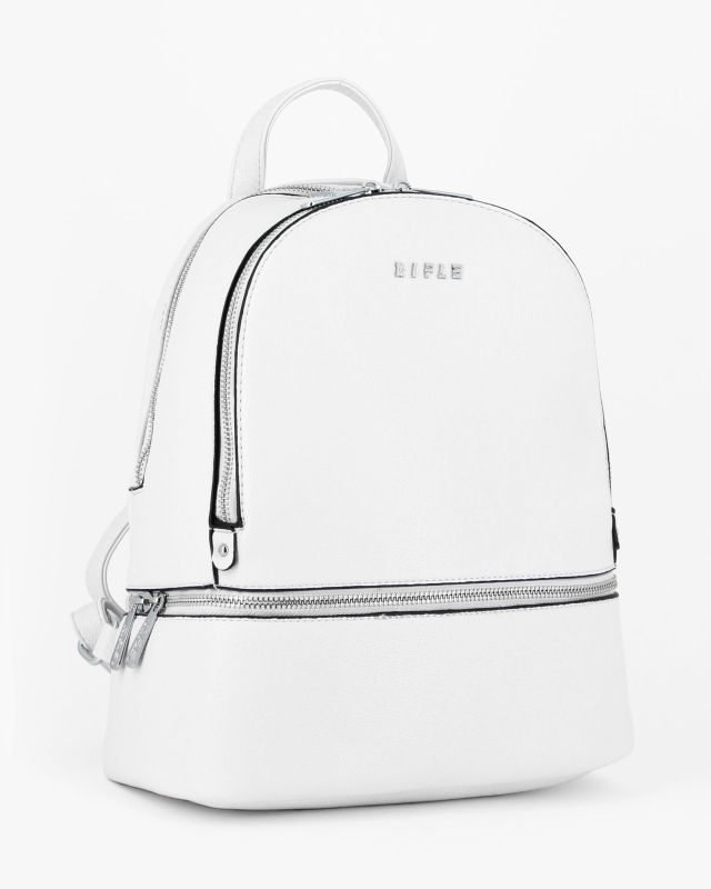 Product: RIFLE - Zaino bianco con due scomparti principali e tasca frontale con zip orizzontale (1 of 4)