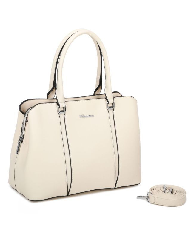 Product: NARDINI - Borsa due manici beige con tre scomparti principali, tracolla removibile (1 of 3)