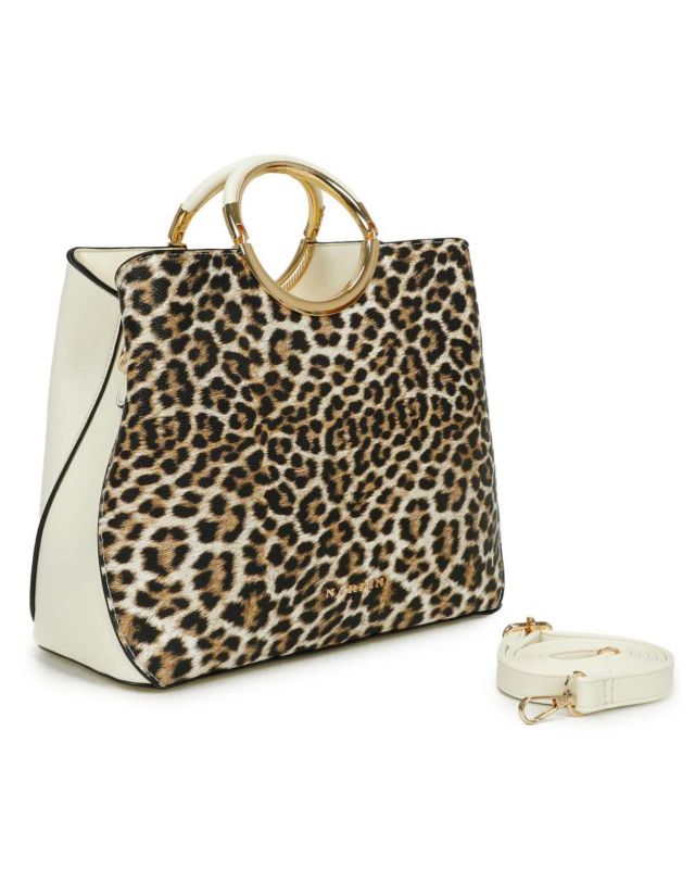 Product: NARDINI - Borsa due manici maculata con tasca posteriore e tre scomparti interni, tracolla removibile (1 of 3)
