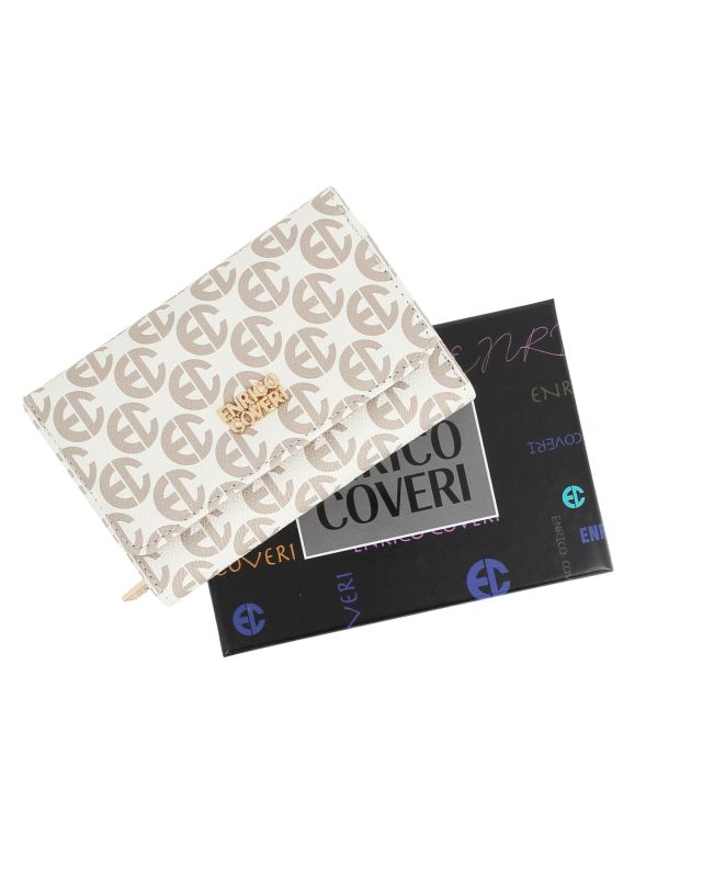 Product: ENRICO COVERI - Portafoglio bianco loggato da donna con patta (1 of 3)