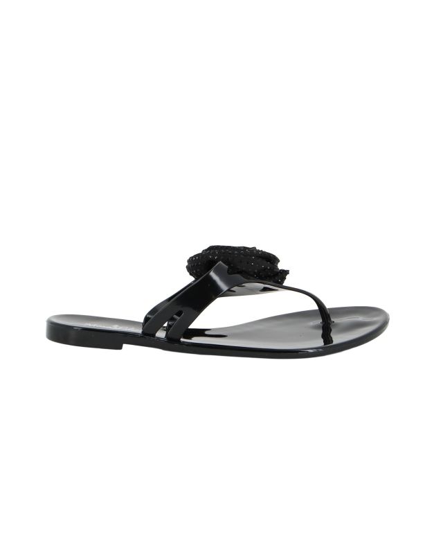 Product: MISS GLOBO - Ciabatta infradito nera con fiore e strass (1 of 4)