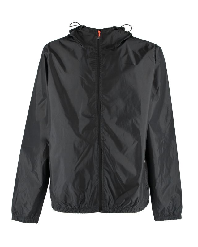 Product: WAIKIKI RUN- K-WAY CON CAPPUCCIO FULL ZIP UOMO NERO CON DETTAGLI ARANCIONI FLUO - VERANO (1 of 2)