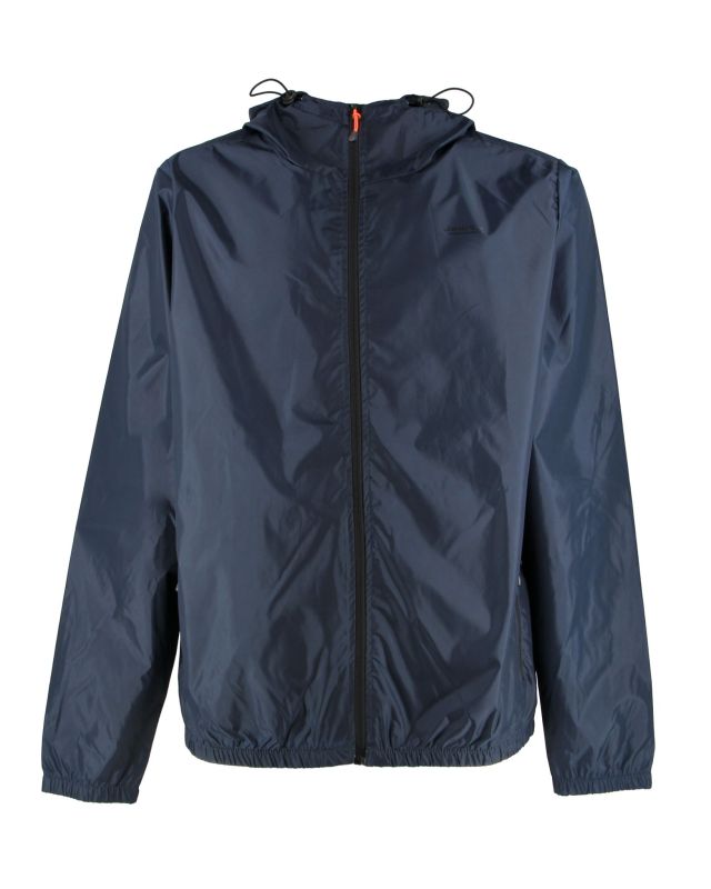 Product: WAIKIKI RUN- K-WAY CON CAPPUCCIO  FULL ZIP UOMO  BLU SCURO CON DETTAGLI ARANCIONI FLUO - VERANO (1 of 2)