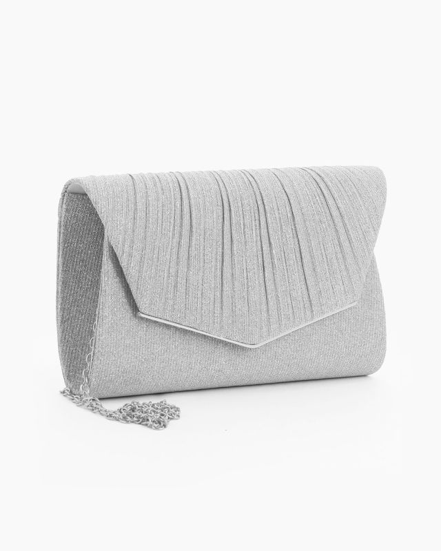 Product: DIVAS - Pochette argento in lurex con patta plissettata (1 of 4)