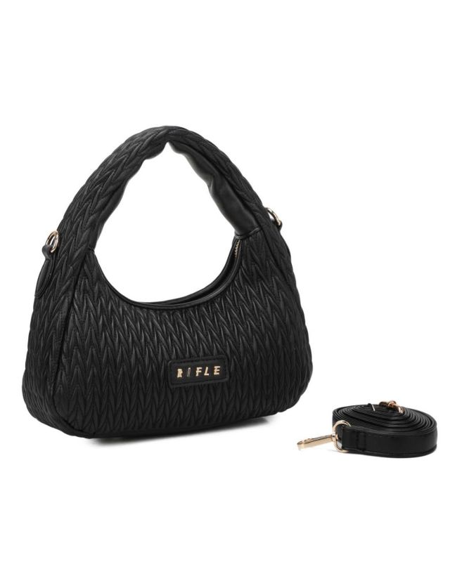 Product: RIFLE - Minibag nero trapuntata con tracolla removibile (1 of 3)