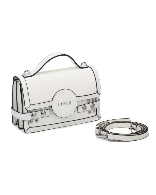 Product: RIFLE - Borsa a mano bianca con patta e due scomparti interni, tracolla removibile (1 of 3)
