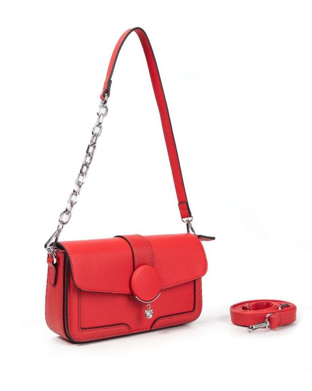 Product: RIFLE - Minibag rossa a spalla con ciondolo sulla patta e tasca frontale, tracolla removibile (1 of 3)