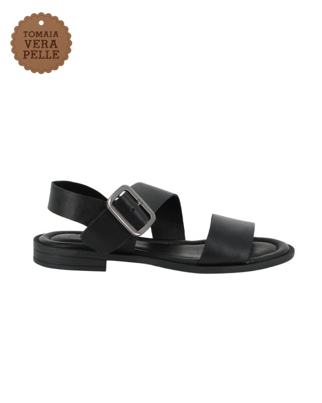 Product: MISS GLOBO - Sandalo nero in VERA PELLE con cinturino diagonale (1 of 4)