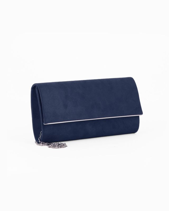 Product: MISS GLOBO - Pochette blu scuro scamosciata e dettaglio argento sulla patta (1 of 4)