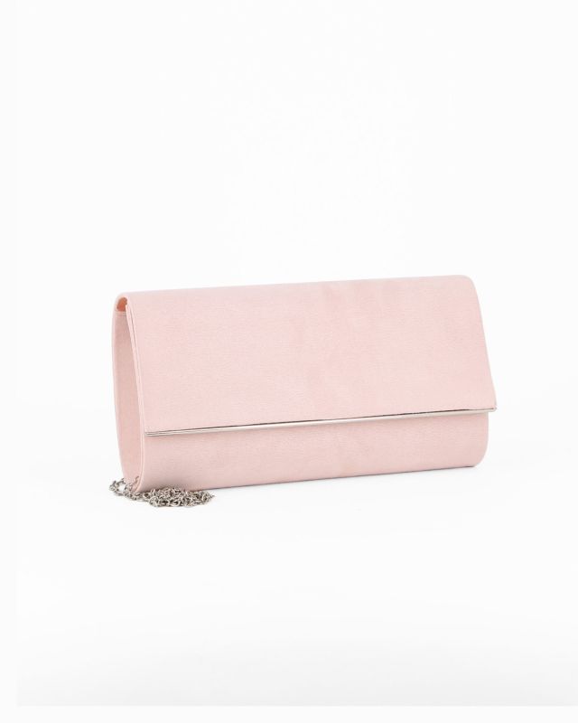 Product: MISS GLOBO - Pochette rosa scamosciata e dettaglio argento sulla patta (1 of 4)