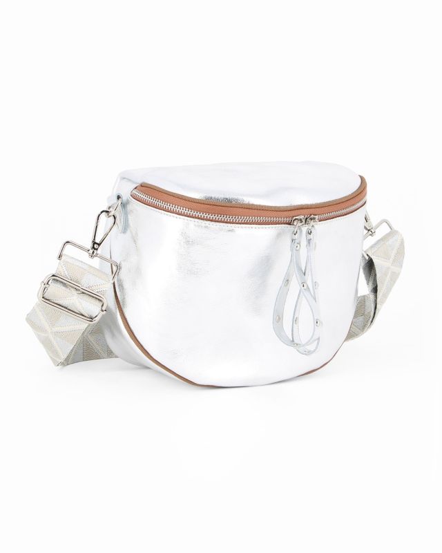 Product: NARDINI - Marsupio argento da donna in VERA PELLE - MADE IN ITALY (1 of 4)
