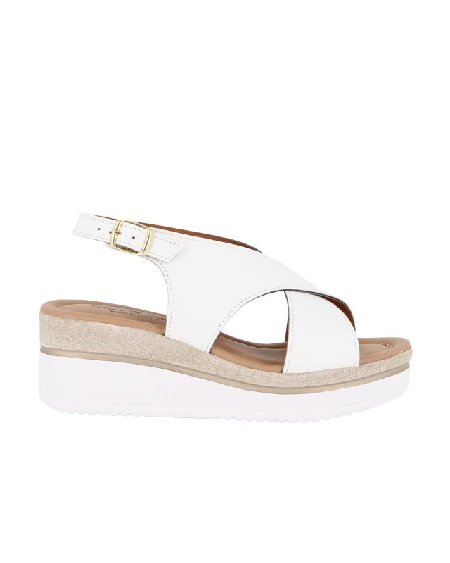 Product: STARLIGHT - Sandalo platform bianco con sottopiede in VERA PELLE, tacco 5,5CM - MADE IN ITALY (1 of 4)