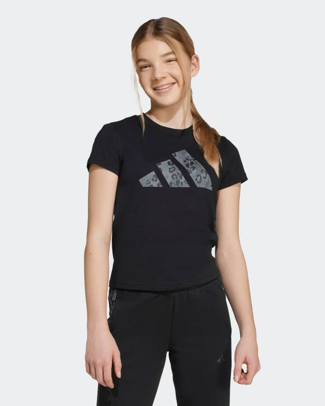 Product: ADIDAS -T-SHIRT MEZZA MANICA JUNIOR NERA CON LOGO GRANDE ANIMAL - KC5448 (1 of 6)