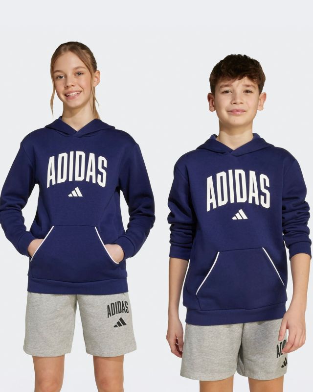 Product: ADIDAS - FELPA CON CAPPUCCIO JUNIOR BLU E BIANCA COLLEGE OVERHEAD FLEECE HOODIE - JV7338 (1 of 8)