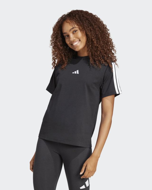 Product: ADIDAS - T-SHIRT DONNA MEZZA MANICA ESSENTIALS 3-STRIPES NERA CON BANDE BIANCHE-JM2393 (1 of 6)