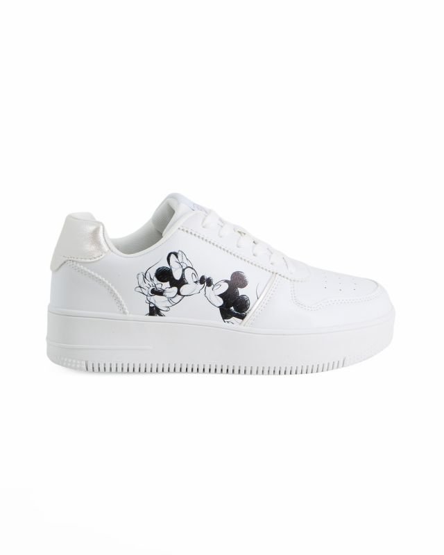Product: MINNIE - Scarpa sneakers bianca da donna con stampa laterale e lacci (1 of 5)