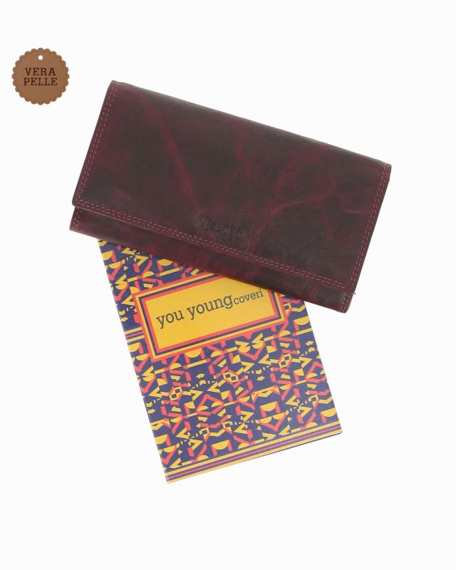 Product: YOU YOUNG COVERI - Portafoglio bordeaux in VERA PELLE con patta e doppia tasca posteriore (1 of 4)